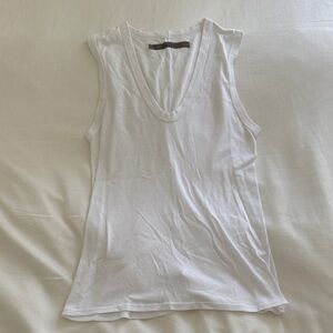 Enza Costa White V-Neck Muscle Tee